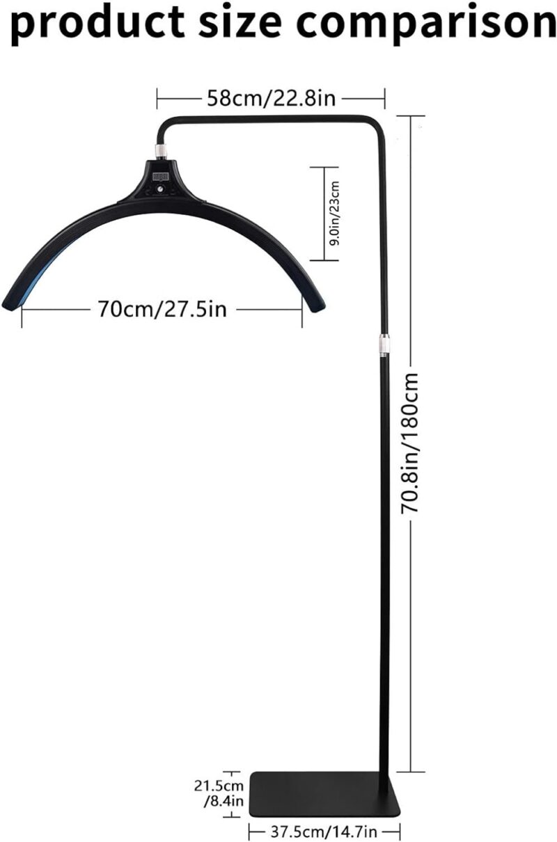 Luz de Media Luna con Soporte para Teléfono, Lámpara de Pie LED Ajustable de 23 Pulgadas - Image 6