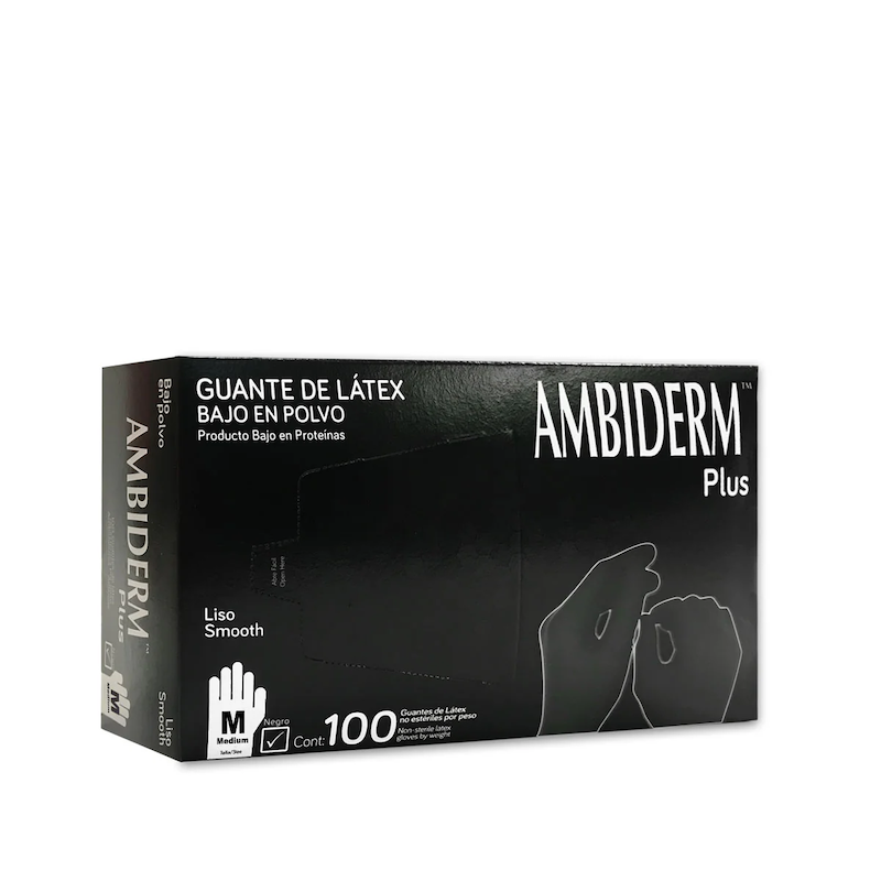 Guantes de Látex Plus Negro Liso – Caja con 100 Unidades
