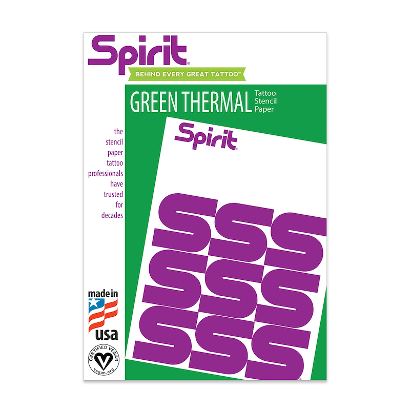 Spirit Green Thermal 11" – Papel transfer térmico verde para tatuajes (100 hojas)