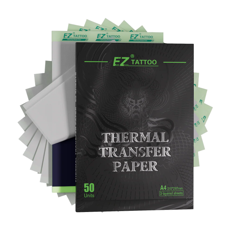 EZ Thermal Transfer Paper para Tatuaje – Papel Stencil Profesional 8” x 11” (20 / 50 Hojas)
