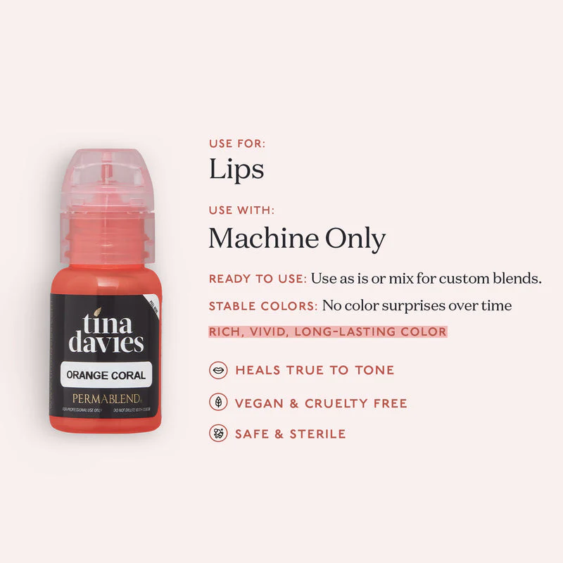 Orange Coral Tina Davies Lust Lip – Pigmento PMU para Labios 1/2 oz - Image 2