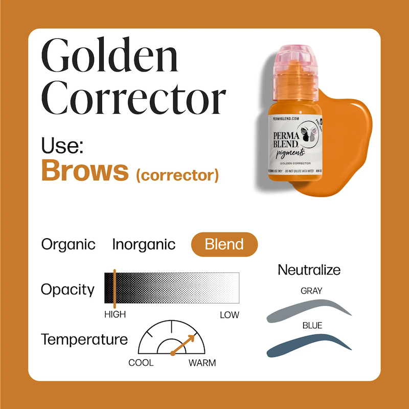 Perma Blend Golden Corrector – Pigmento Corrector PMU 1/2 oz - Image 2