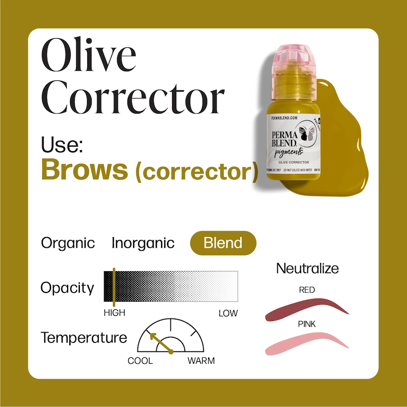 Perma Blend Olive Corrector – Pigmento Corrector PMU 1/2 oz - Image 5