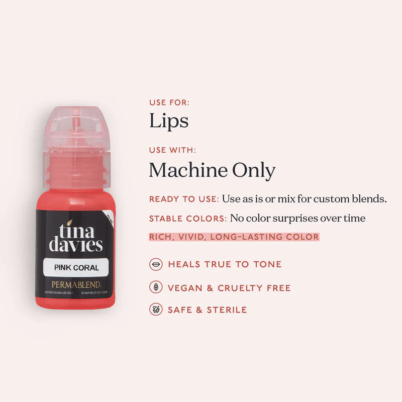 Pink Coral Tina Davies Lust Lip – Pigmento PMU para Labios 1/2 oz - Image 2