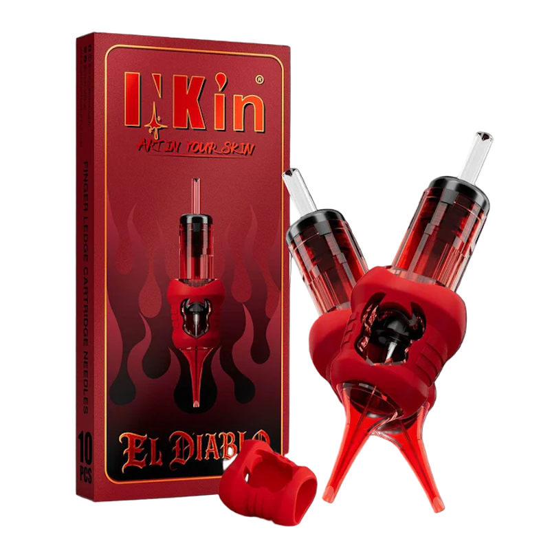 INKin El Diablo Finger Ledge Tattoo Cartridges Needles – Caja de 10 Agujas Profesionales
